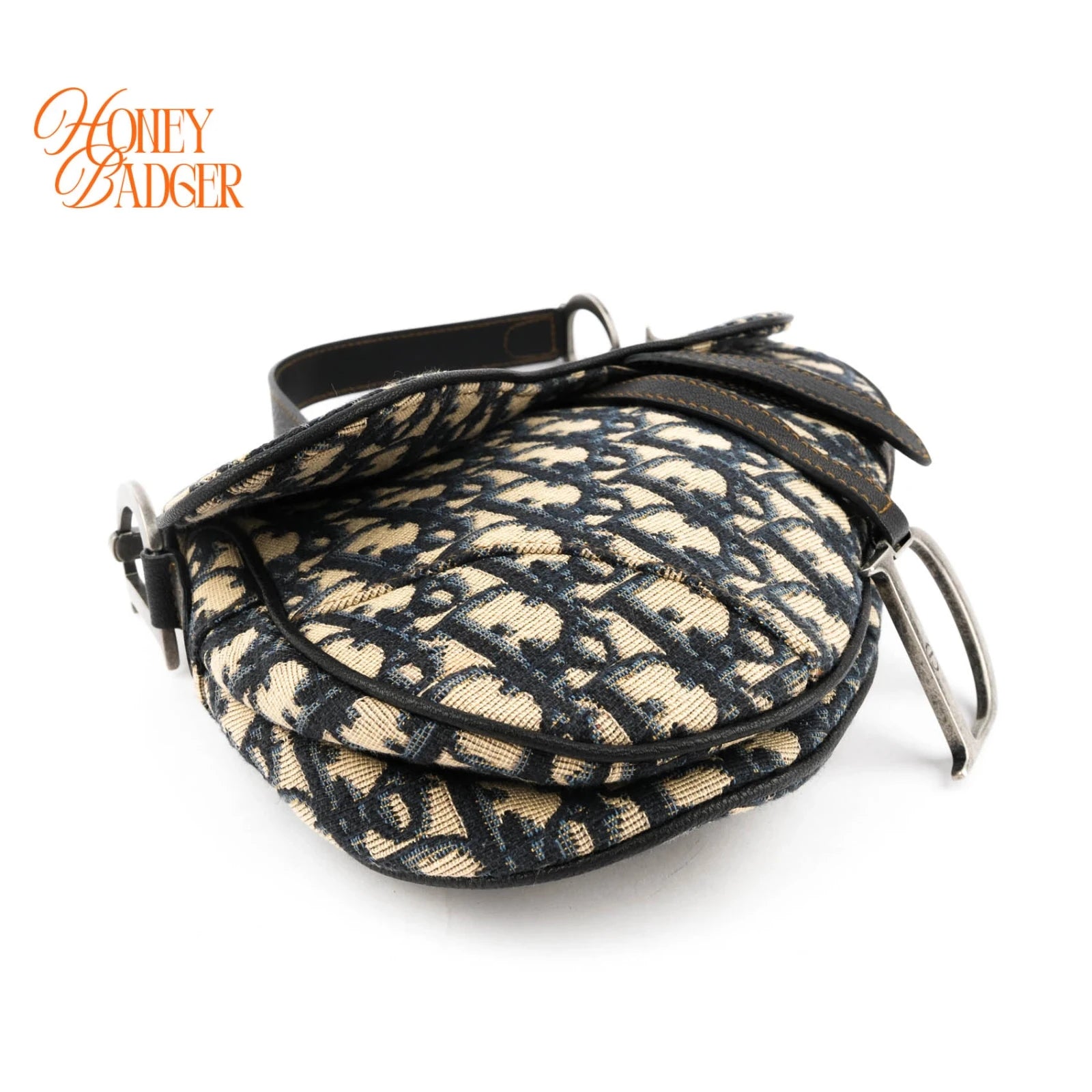 Dior Saddle Medium Oblique Jacquard Blue Silver Hardware Rank A