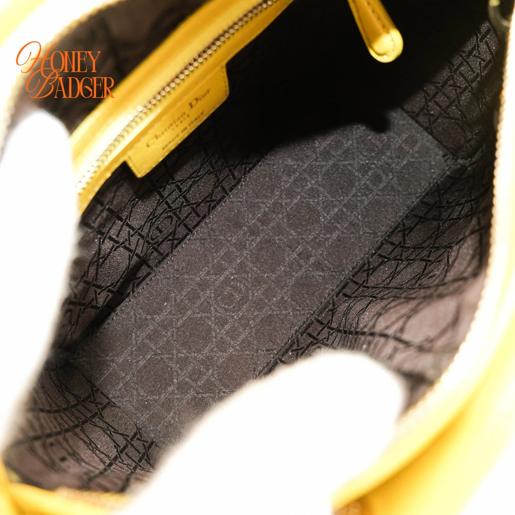 Dior Lady Dior Medium Lambskin Yellow Rank A