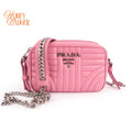 Prada Diagramme Camera Bag Pink Leather Grade A