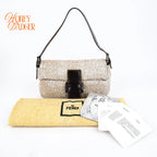 Fendi Baguette 26424 Beaded Embroidery Off-White/Dark Brown Rank B