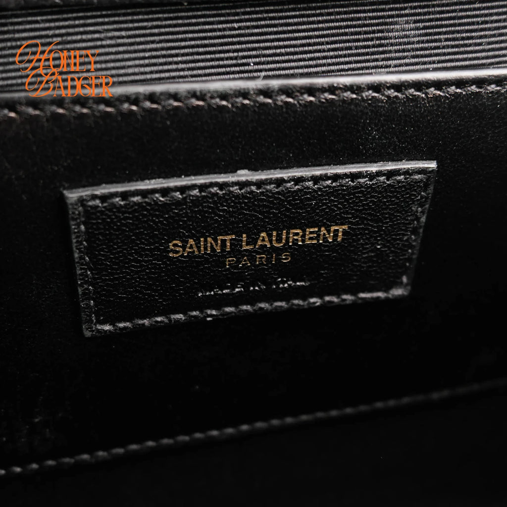 Saint Laurent Kate Medium Grain de Poudre Embossed Leather Black Light Bronze Hardware Rank A