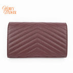 Saint Laurent Envelope Large Chain Wallet Caviar Leather Bordeaux Gold Hardware Rank A