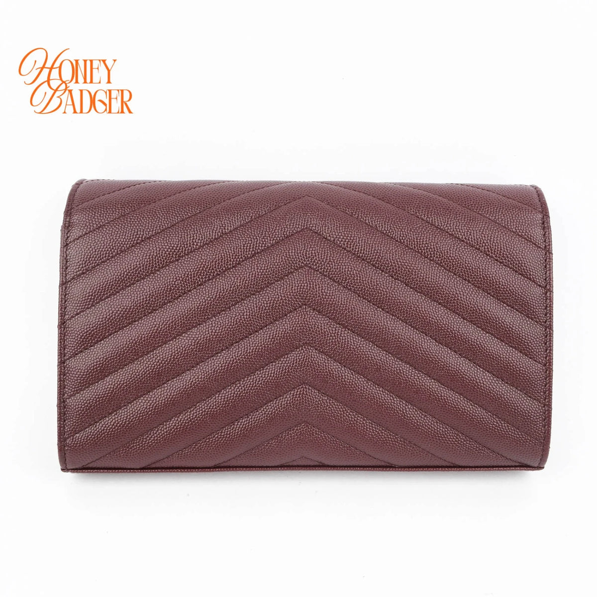 Saint Laurent Envelope Large Chain Wallet Caviar Leather Bordeaux Gold Hardware Rank A