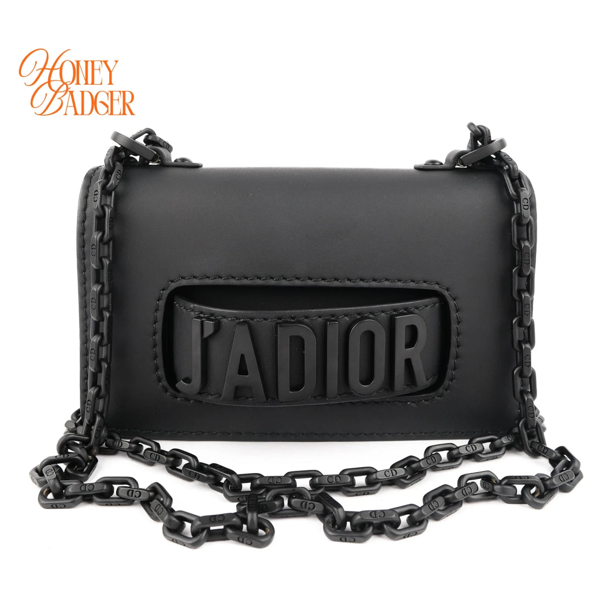 Dior J'Adior Mini Ultra-Matte Calfskin Chain Shoulder Bag All Black Rank A