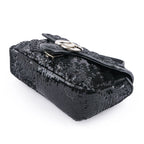 Gucci GG Marmont Medium Sequin Chain Shoulder Bag Black Rank S