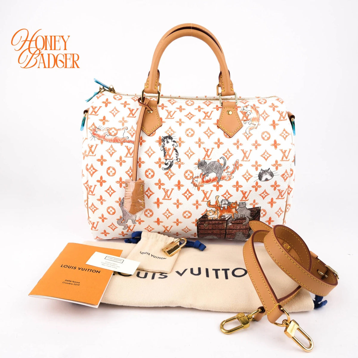 Louis Vuitton x Grace Coddington Speedy Bandoulière 30 Catogram White Orange Rank S
