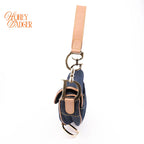 Dior Saddle Denim Dark Blue Camel Leather Gold Hardware Rank A