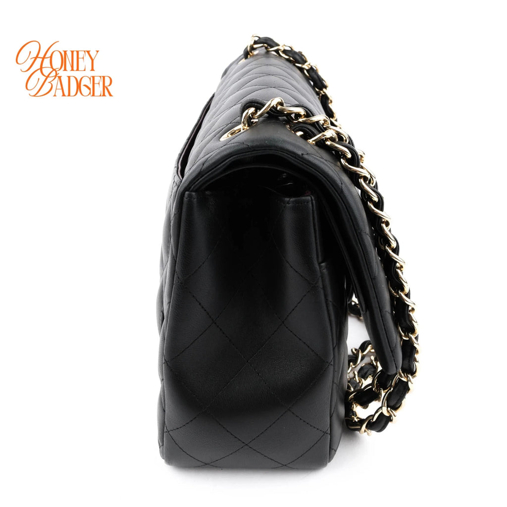 Chanel Classic Flap Jumbo Leather Black Gold Hardware Rank A
