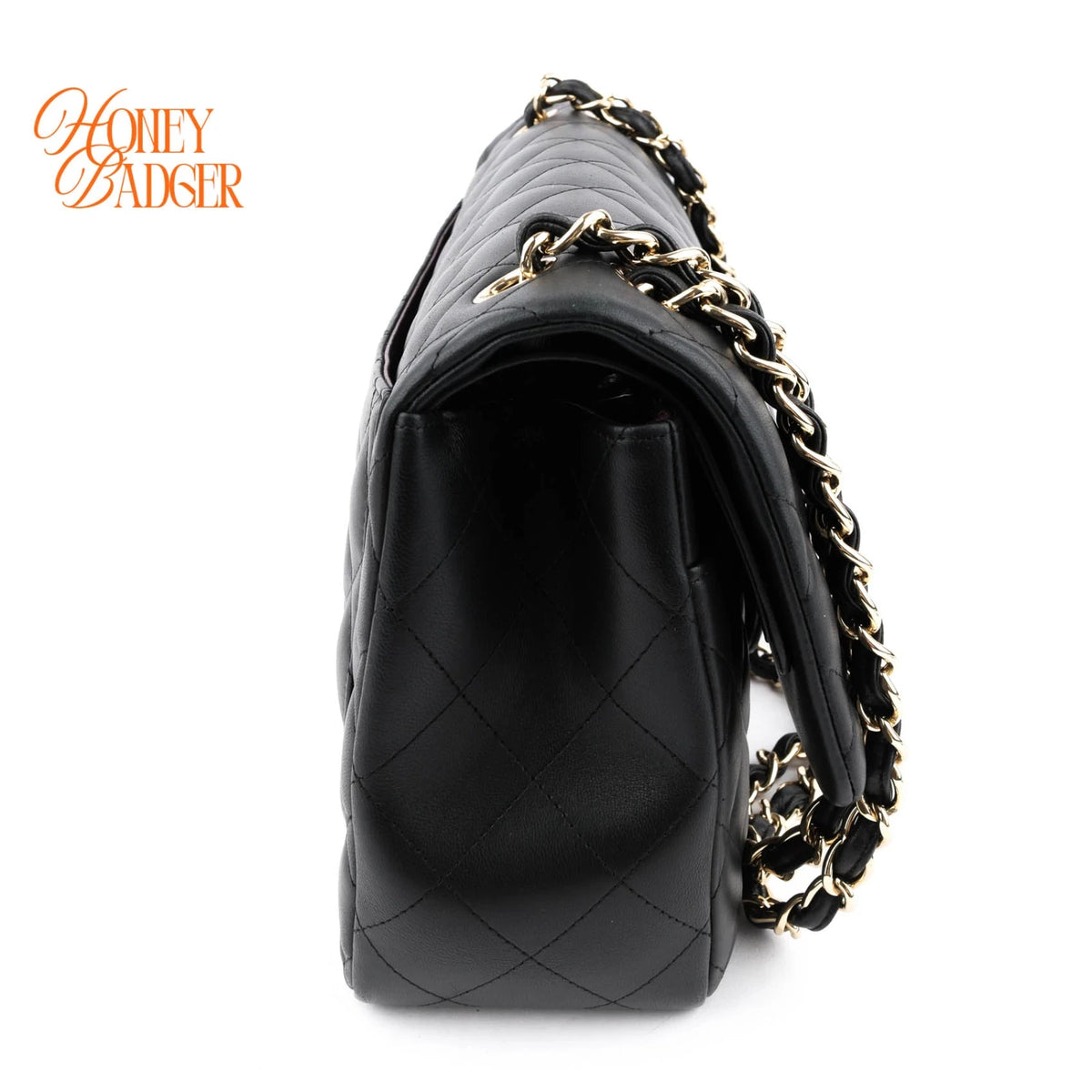 Chanel Classic Flap Jumbo Leather Black Gold Hardware Rank A