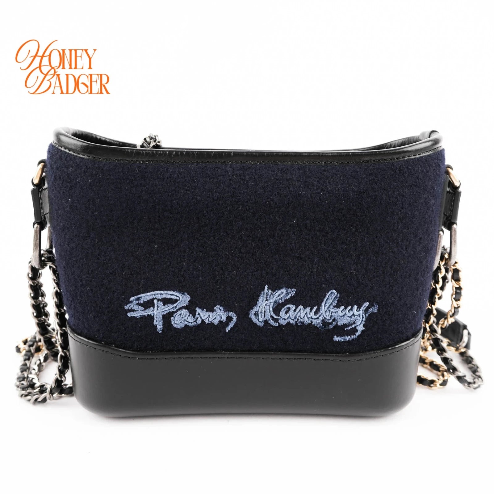 Chanel Gabrielle Hobo Small Navy Wool Grade A