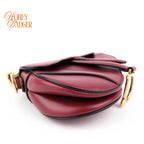 Dior Mini Saddle Bag Calfskin Leather Red Gold Hardware Rank A