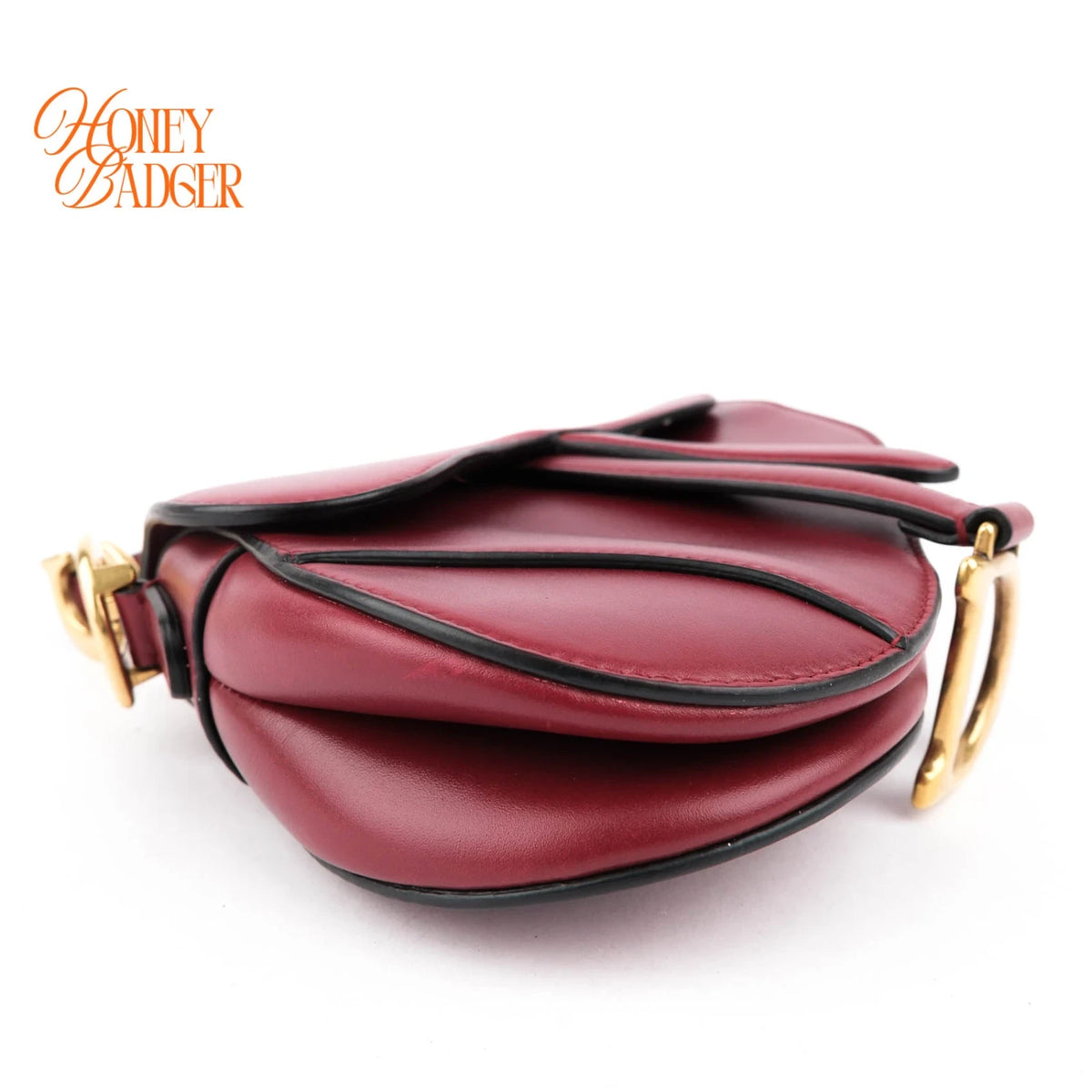 Dior Mini Saddle Bag Calfskin Leather Red Gold Hardware Rank A