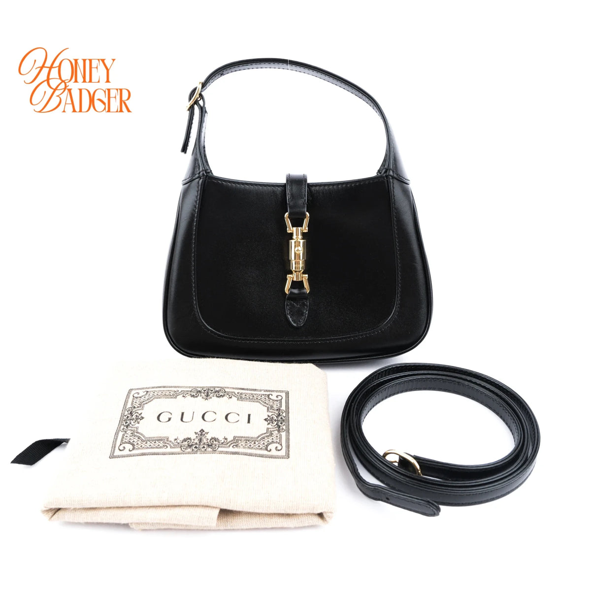 Gucci Jackie 1961 Mini Shoulder Bag Smooth Calfskin Black Gold Hardware Rank S