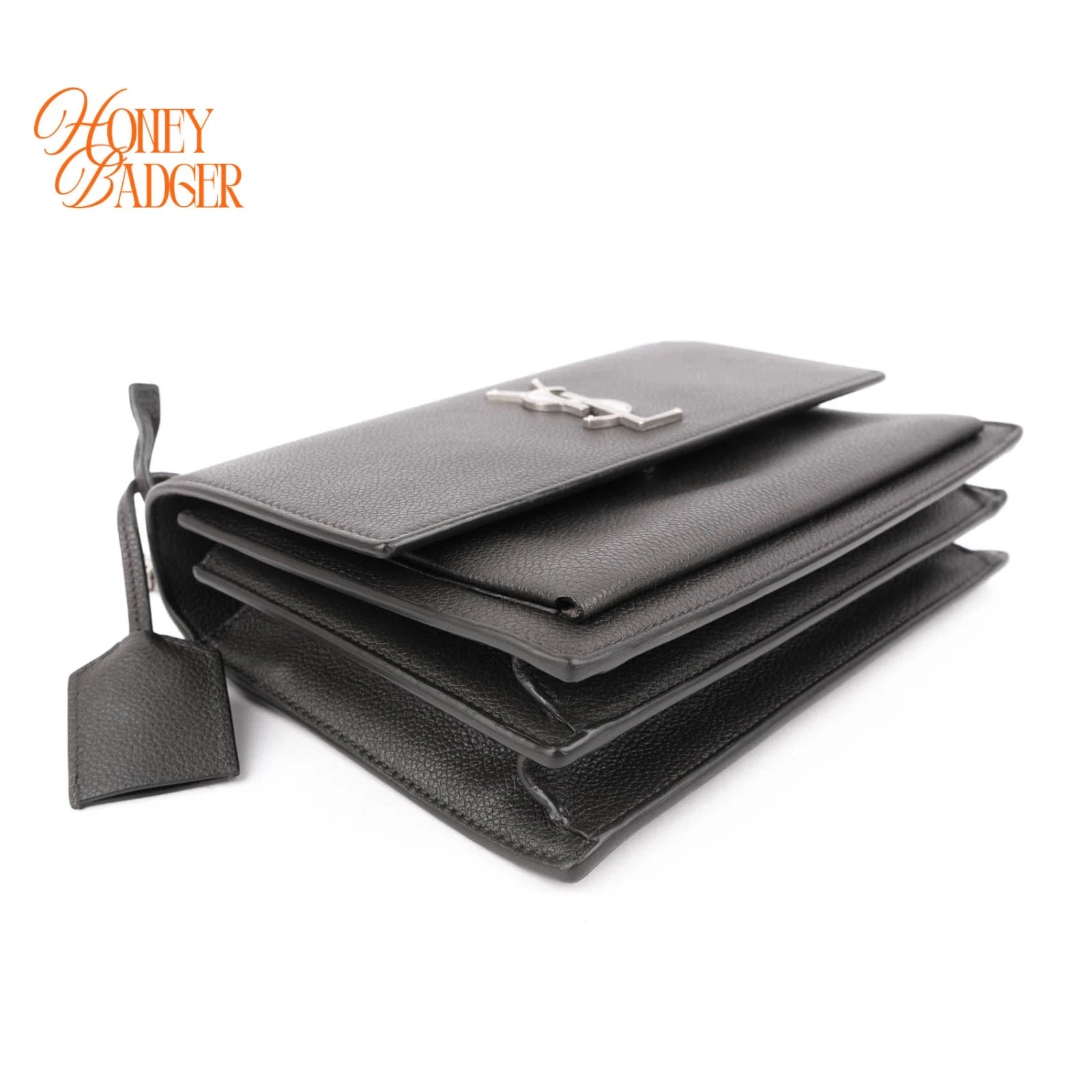 Saint Laurent Sunset Medium Grained Leather Grey Silver Hardware Rank A