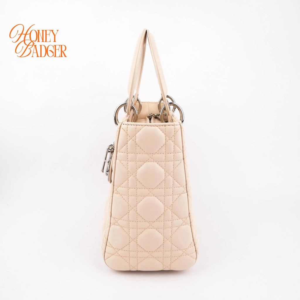 Dior Lady Dior Medium Lambskin White Rank A