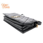 Saint Laurent Becky Matelassé Leather Shoulder Bag Black Gold Hardware Rank A