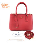 Prada Saffiano Lux Leather 2Way Handbag Red Rank A