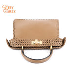 Fendi Peekaboo ISeeU Small Beige Leather Woven Detail 2-Way Bag Rank A