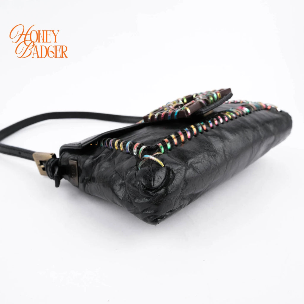Fendi Baguette Black Multicolor Leather Mini Grade A