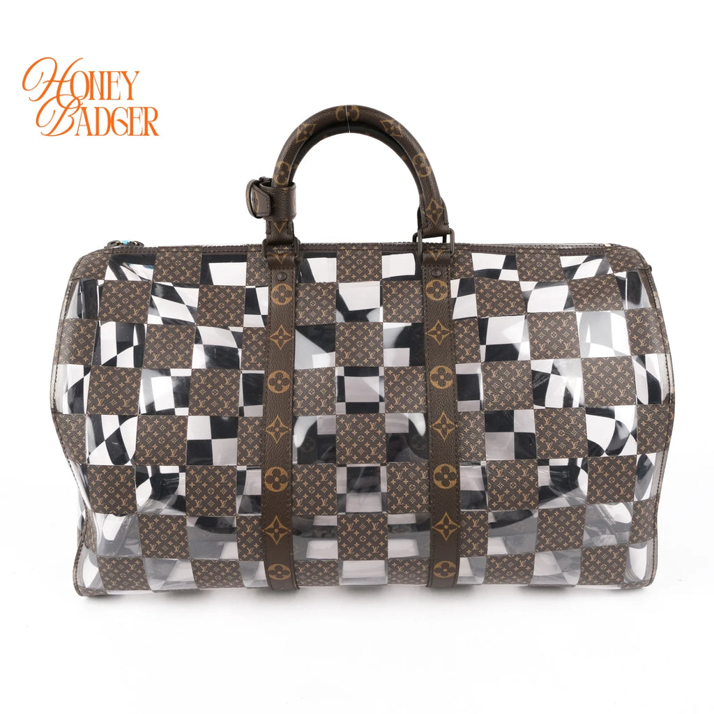 Louis Vuitton Keepall Bandoulière 50 Monogram Chess Brown/Clear Rank A