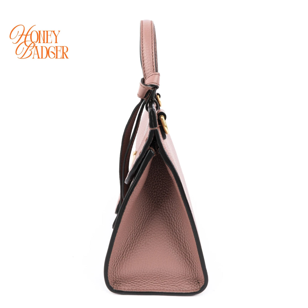 Gucci GG Marmont Small Top Handle Grained Leather Dusty Pink Antique Gold Hardware Rank AB