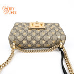 Gucci Padlock Small GG Supreme Bee Print Chain Shoulder Bag Rank A