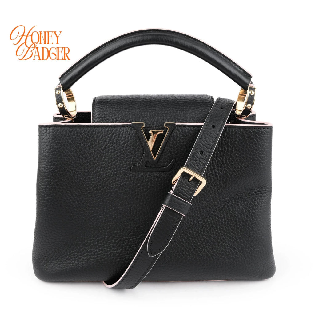 Louis Vuitton Capucines BB Taurillon Leather Black Pink Trim Rank A
