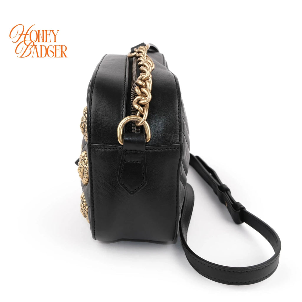 Gucci GG Marmont Small Shoulder Bag Black Leather Gold Hardware 447632