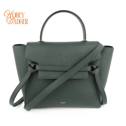 Celine Belt Bag Medium Dark Green Leather Grade A