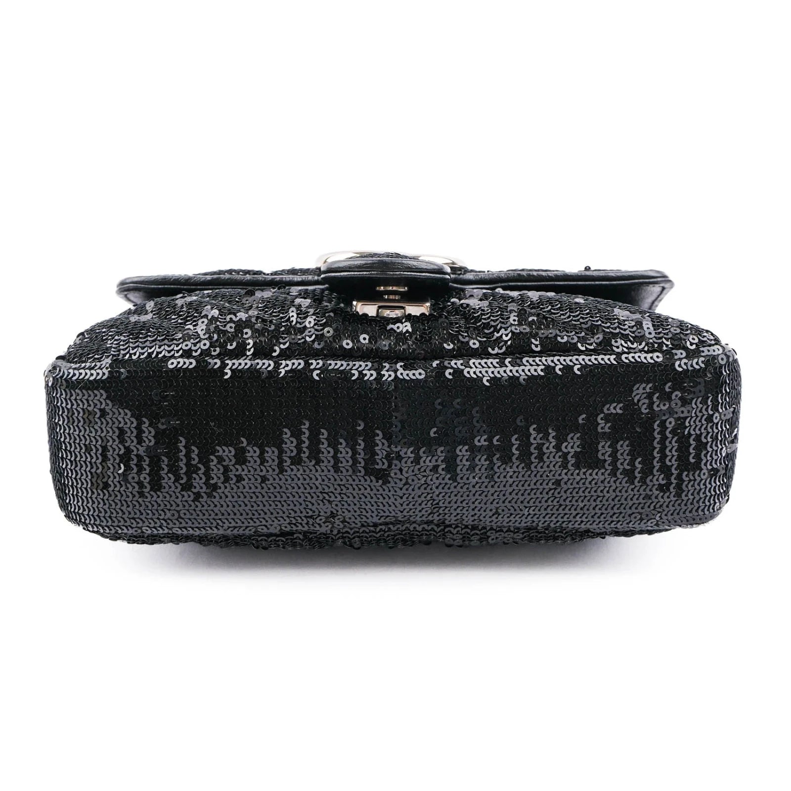 Gucci GG Marmont Medium Sequin Chain Shoulder Bag Black Rank S