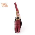 Dior Mini Saddle Bag Calfskin Leather Red Gold Hardware Rank A