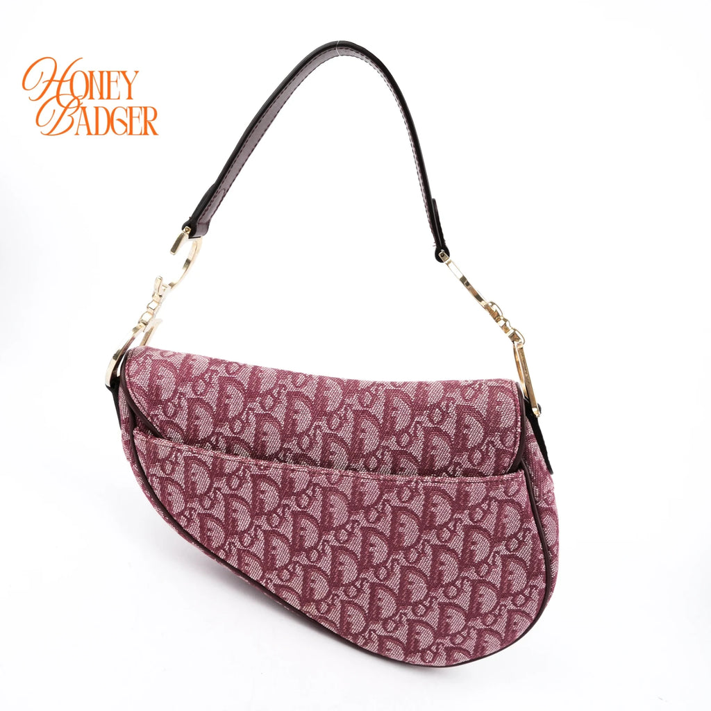 Dior Saddle Bag Trotter Jacquard Canvas Red/Bordeaux Rank AB