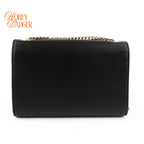 Saint Laurent Kate Small Bicolor Logo Chain Shoulder Bag Black Leather 469390