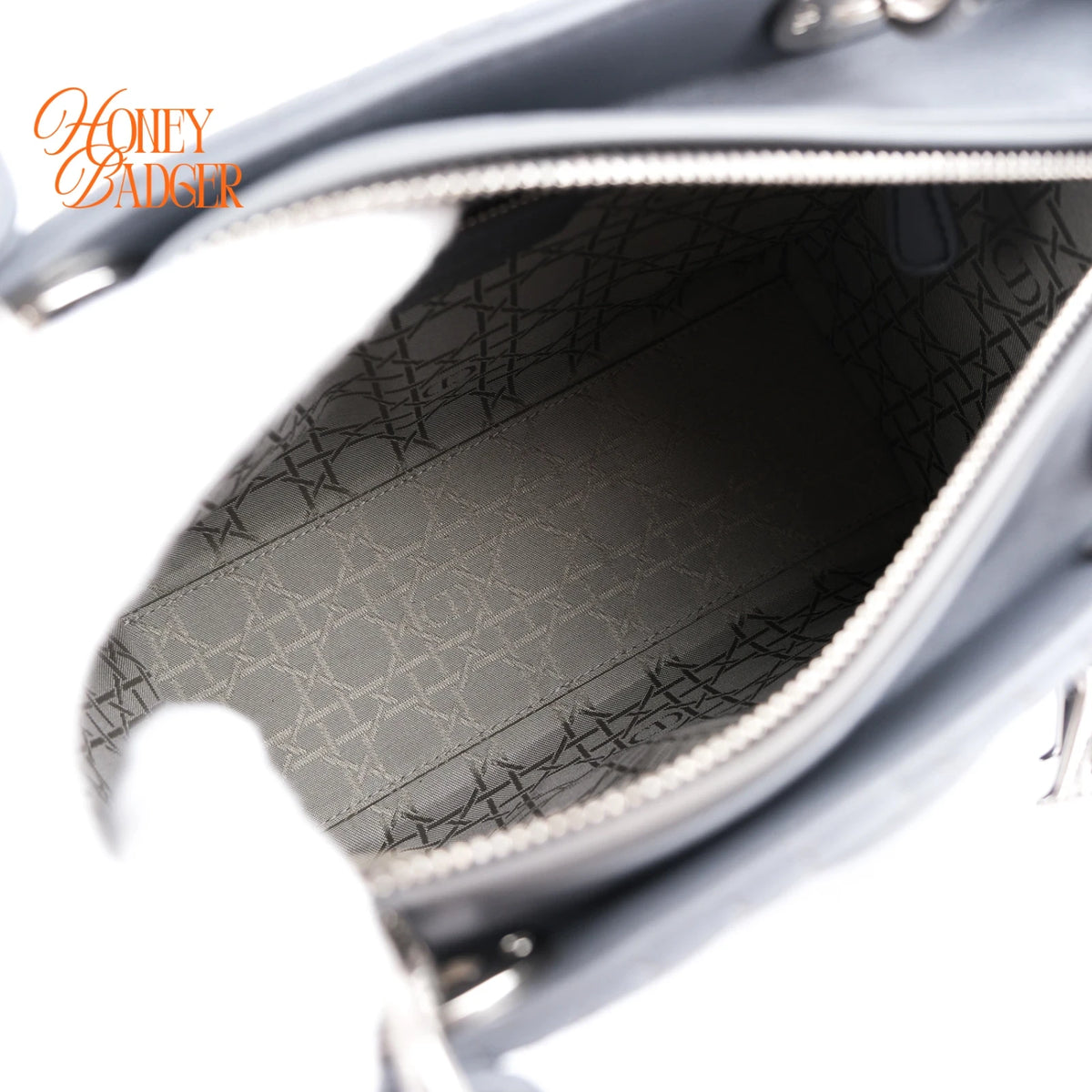 Dior Lady Dior Medium Grey Cannage Leather 2-Way Bag Rank AB