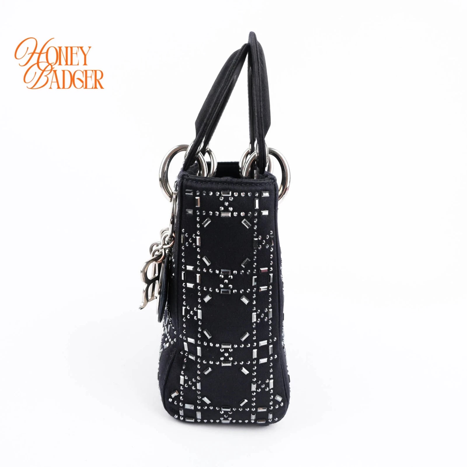 Dior Lady Dior Small Navy Satin Crystal Grade A