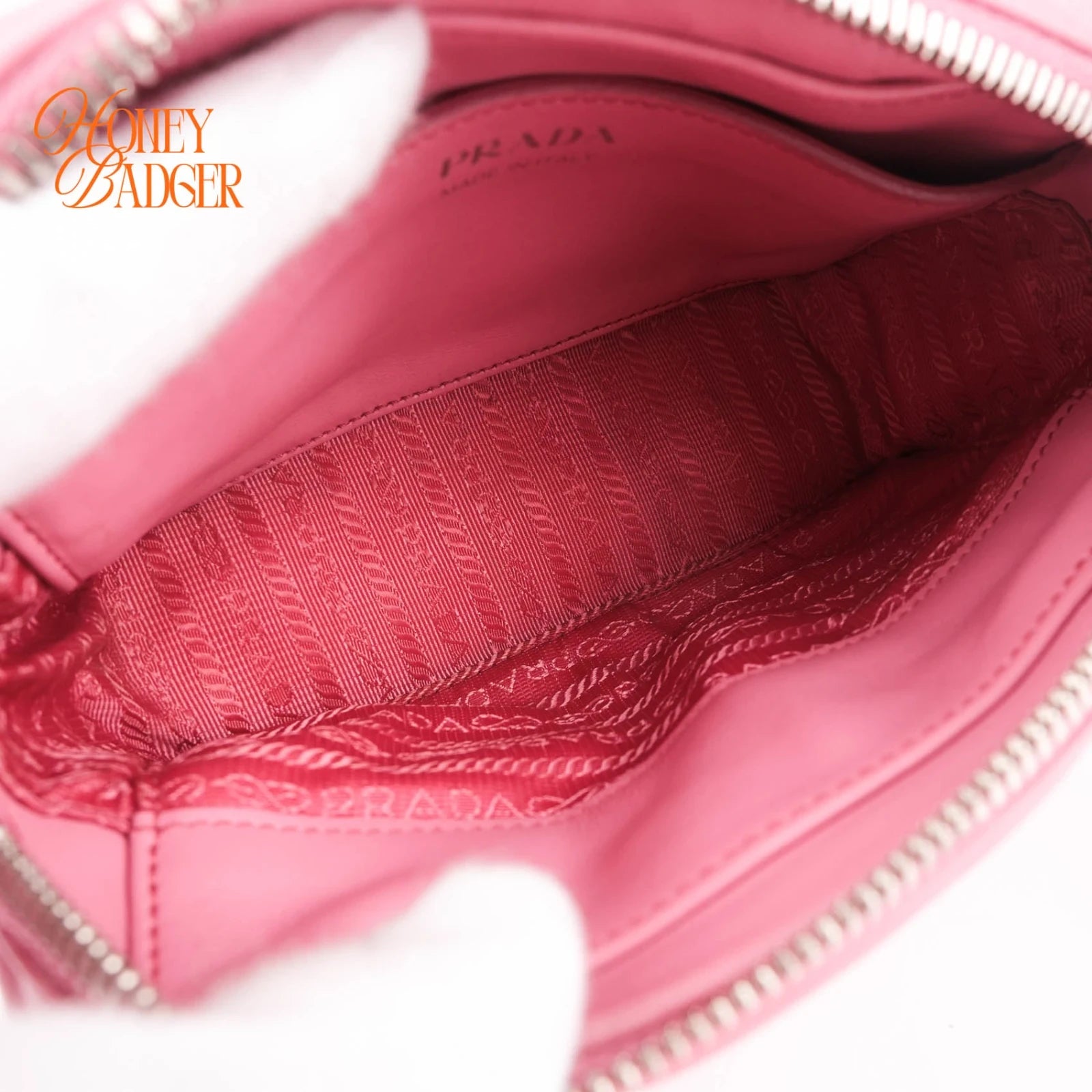 Prada Diagramme Camera Bag Pink Leather Grade A