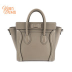 Celine Luggage Nano Grained Calfskin Taupe Rank A