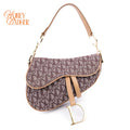 Dior Vintage Saddle Bag Trotter Canvas Brown Gold Hardware — Rank Not Provided