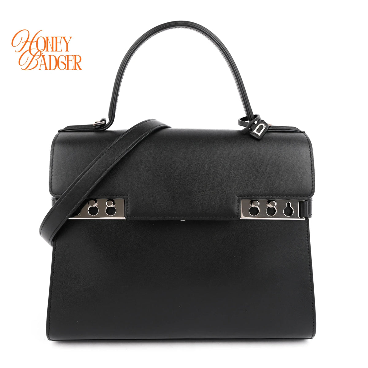 Delvaux Tempête MM Black Calfskin 2Way Top Handle Shoulder Bag Rank A