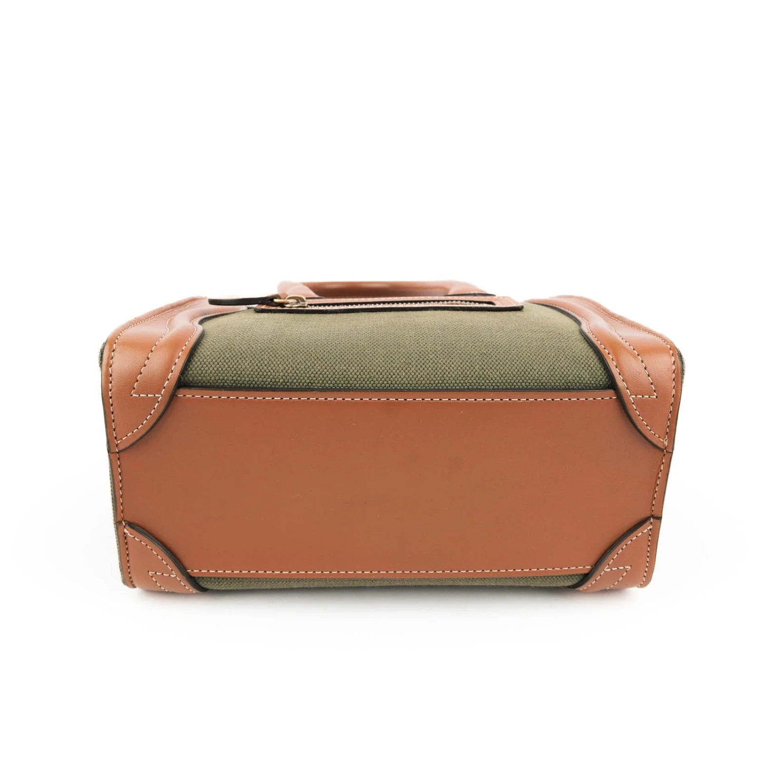Celine Luggage Nano Canvas and Leather Olive Brown Rank A