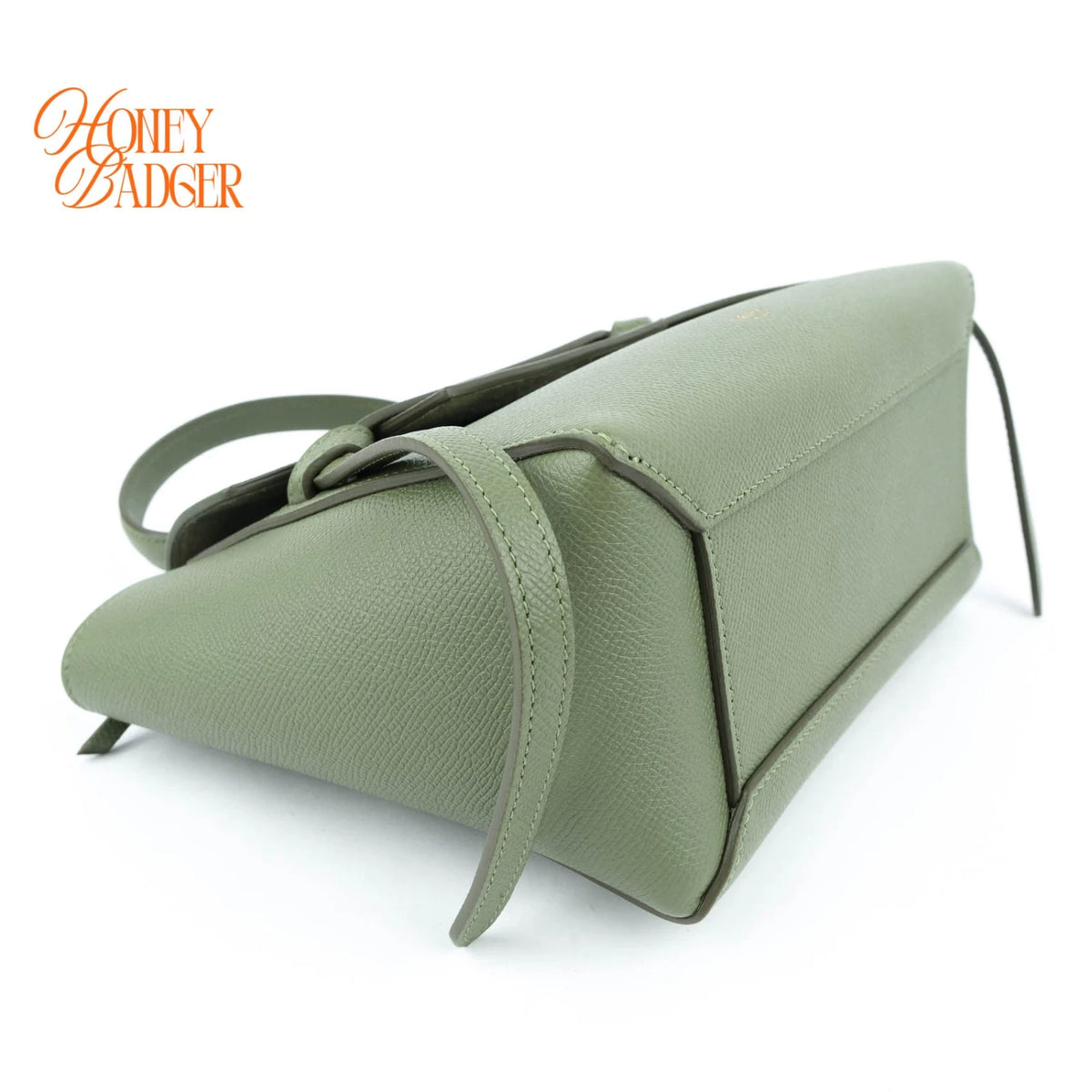 Celine Belt Bag Nano Grained Calfskin Sage Green Gold Hardware Rank A