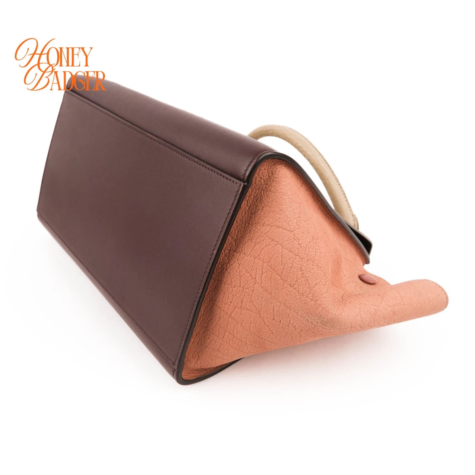 Céline Trapeze Medium Tricolor Leather Beige Burgundy Pink 2WAY Bag
