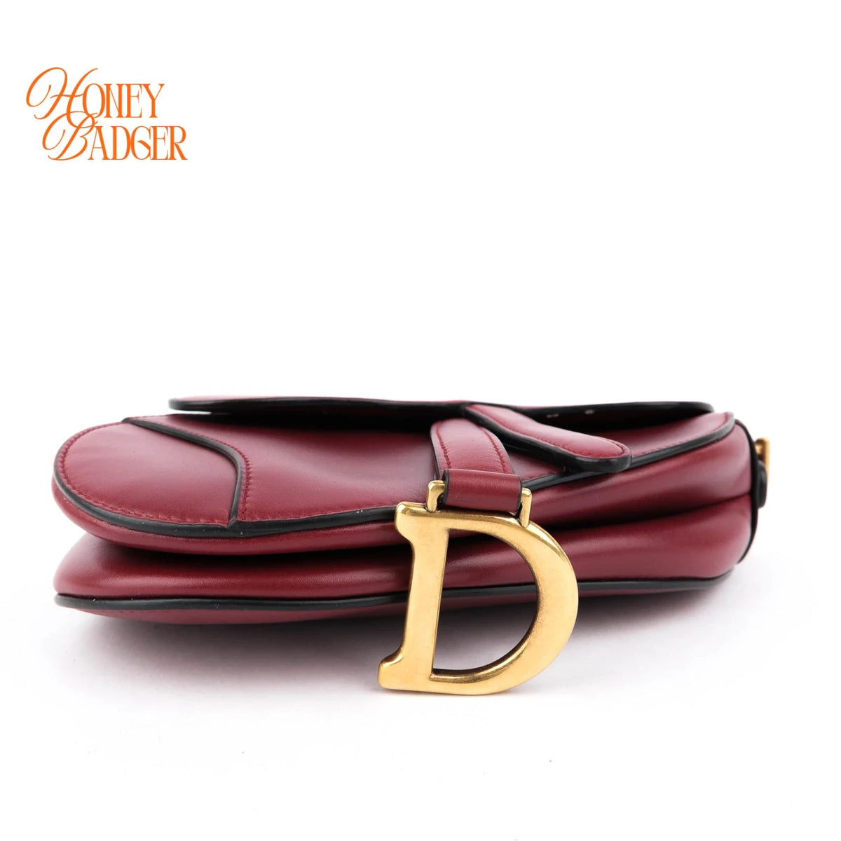 Dior Mini Saddle Bag Calfskin Leather Red Gold Hardware Rank A