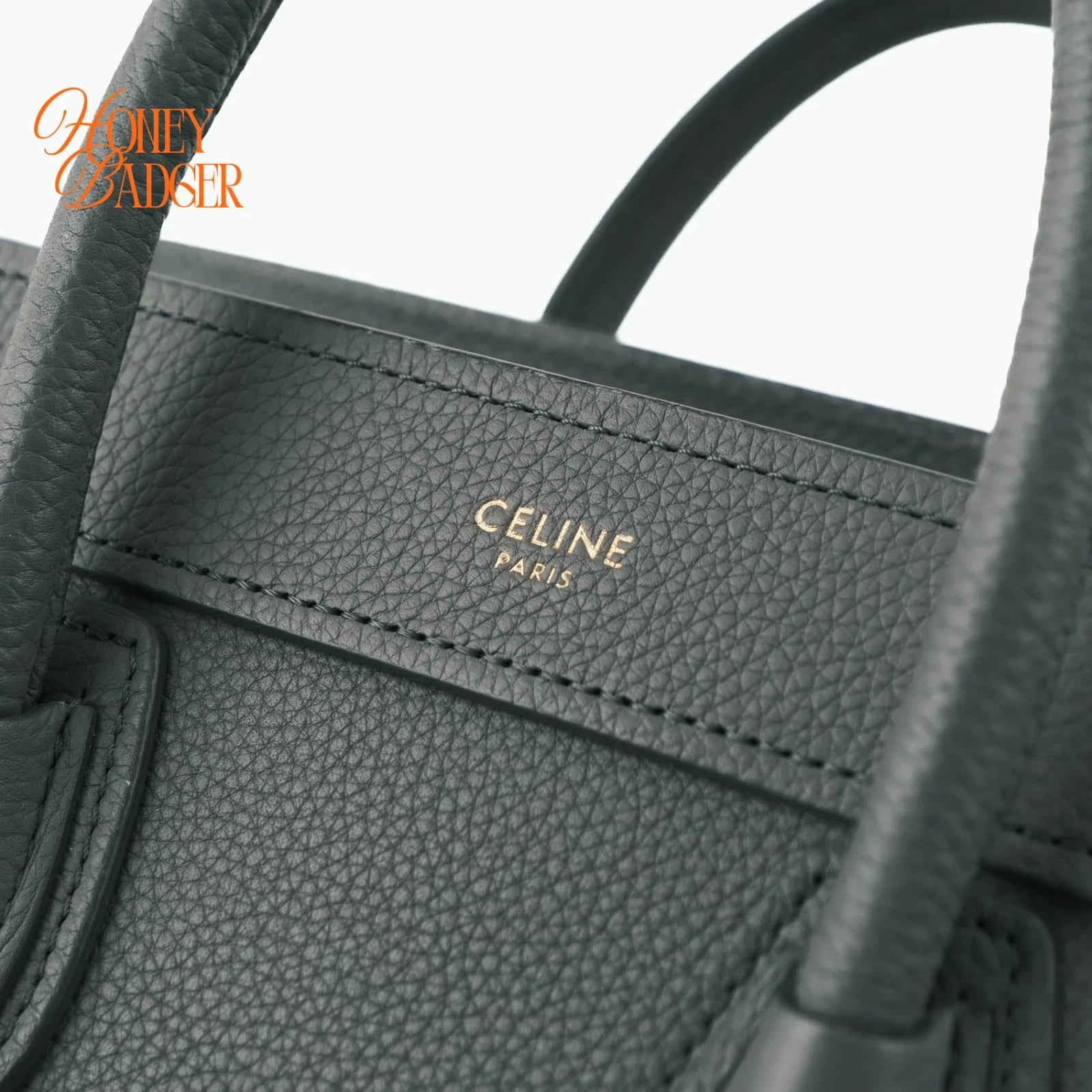 Celine Luggage Nano Drummed Calfskin Blue Grey Rank A