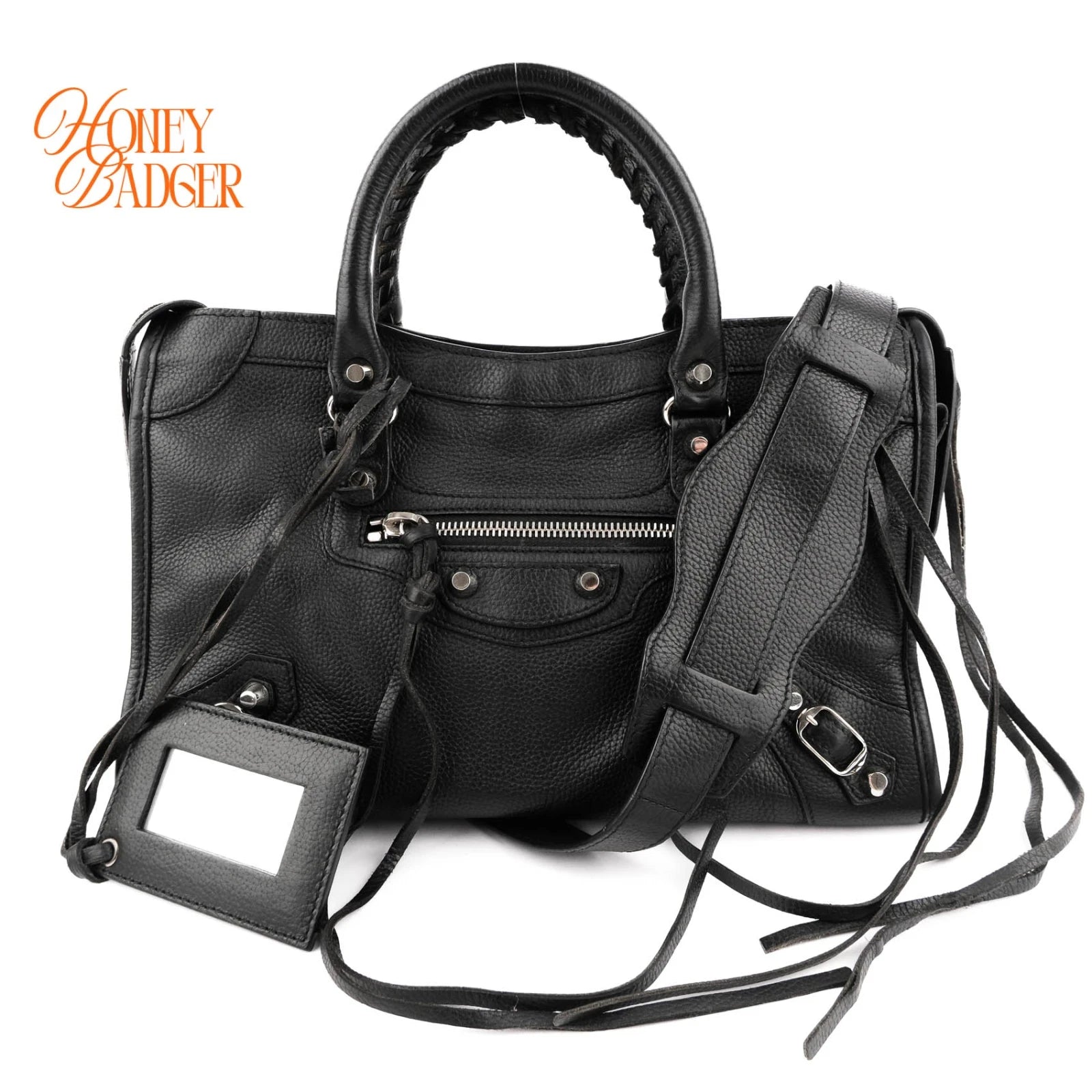 Balenciaga City Medium Leather Black Silver Hardware Rank A