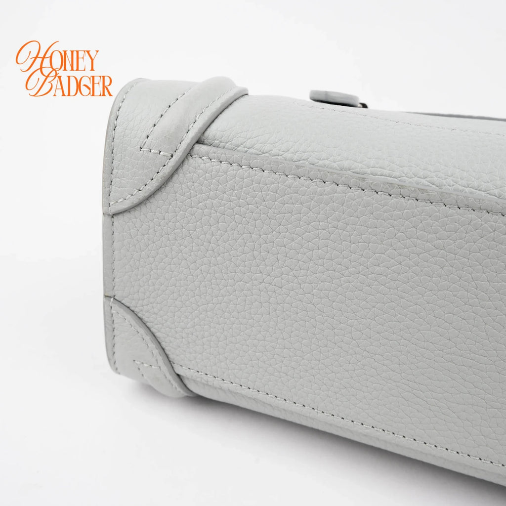 Celine Luggage Nano in gray leather, Grade A condition.