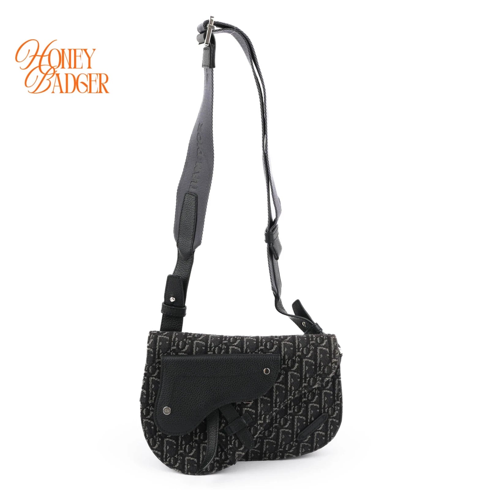 Dior Saddle Slim Pouch Oblique Jacquard Black Navy White 2WAY Bag
