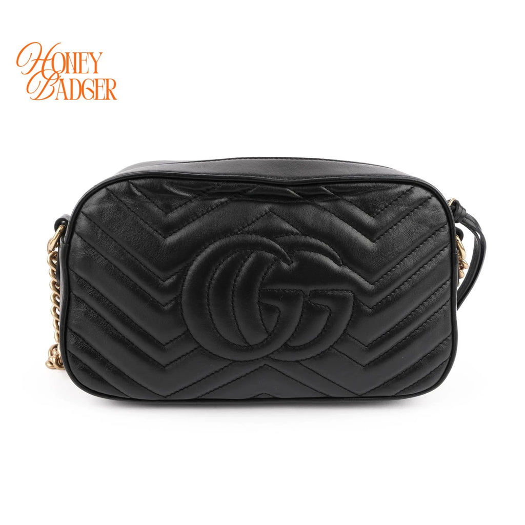 Gucci GG Marmont Small Shoulder Bag Black Leather Gold Hardware 447632