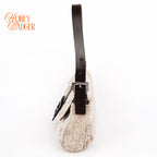 Fendi Baguette 26424 Beaded Embroidery Off-White/Dark Brown Rank B