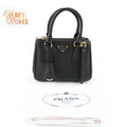 Prada Galleria Mini Saffiano Leather 2WAY Bag Black Nero